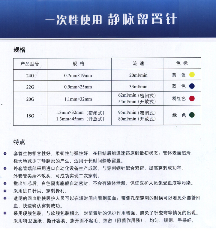 shinva静脉留置针普通开放式