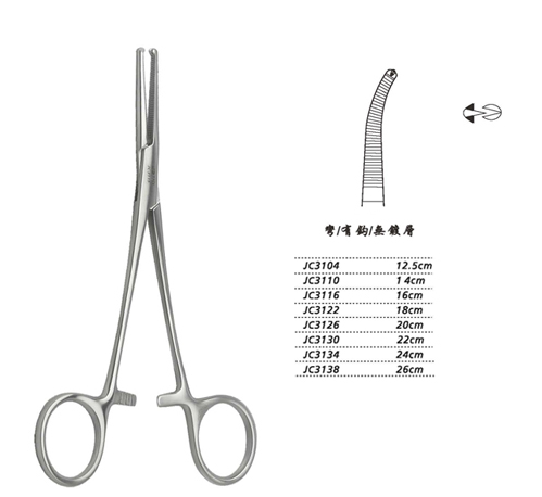 金钟止血钳 弯有钩 WD